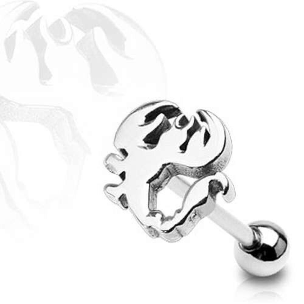 Scorpion Cut-Out Tongue Ring Stainless Steel 14G 5/8” Piercing Barbell